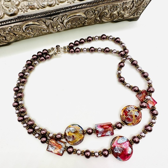 Vintage Beautiful Art Glass 925 NECKLACE - Picture 17 of 17